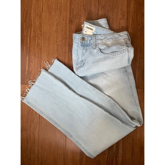L'Agence Milana Low-rise Stovepipe Light Blue Denim Jeans - Picture 1 of 7